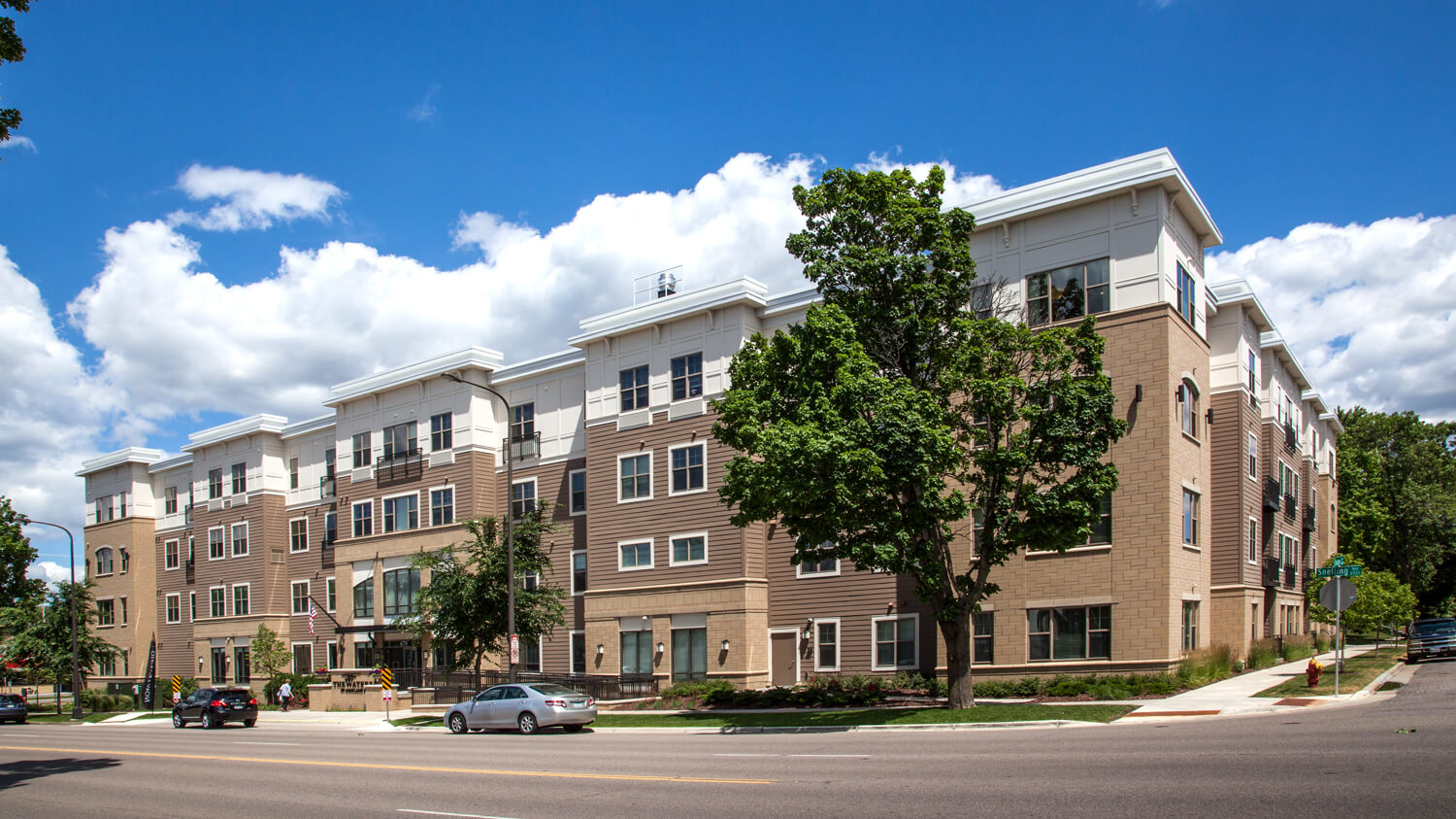 the highland park building from the street