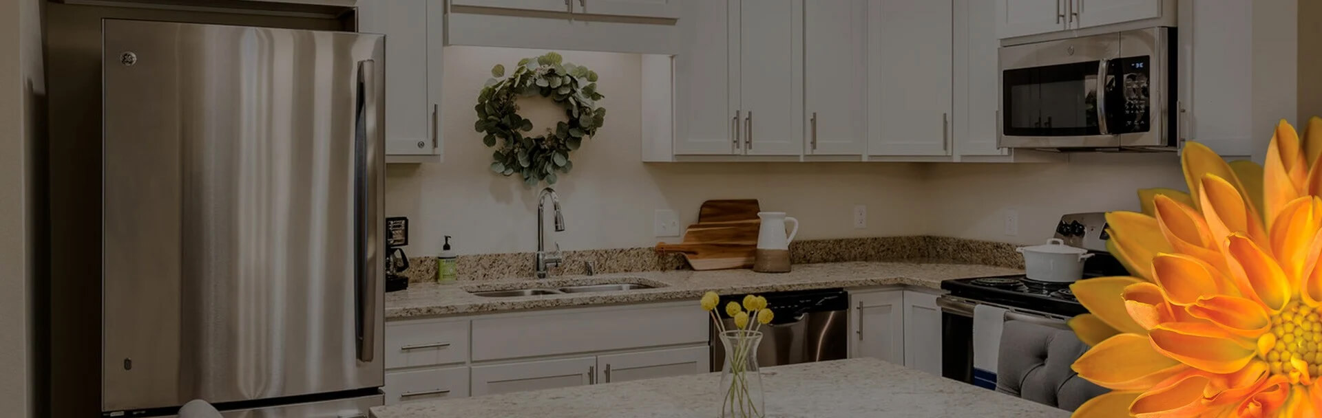 an apartment kitchen at the waters of excelsior