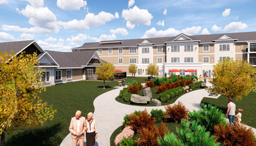The Waters of Pewaukee Courtyard and Walking Path Rendering