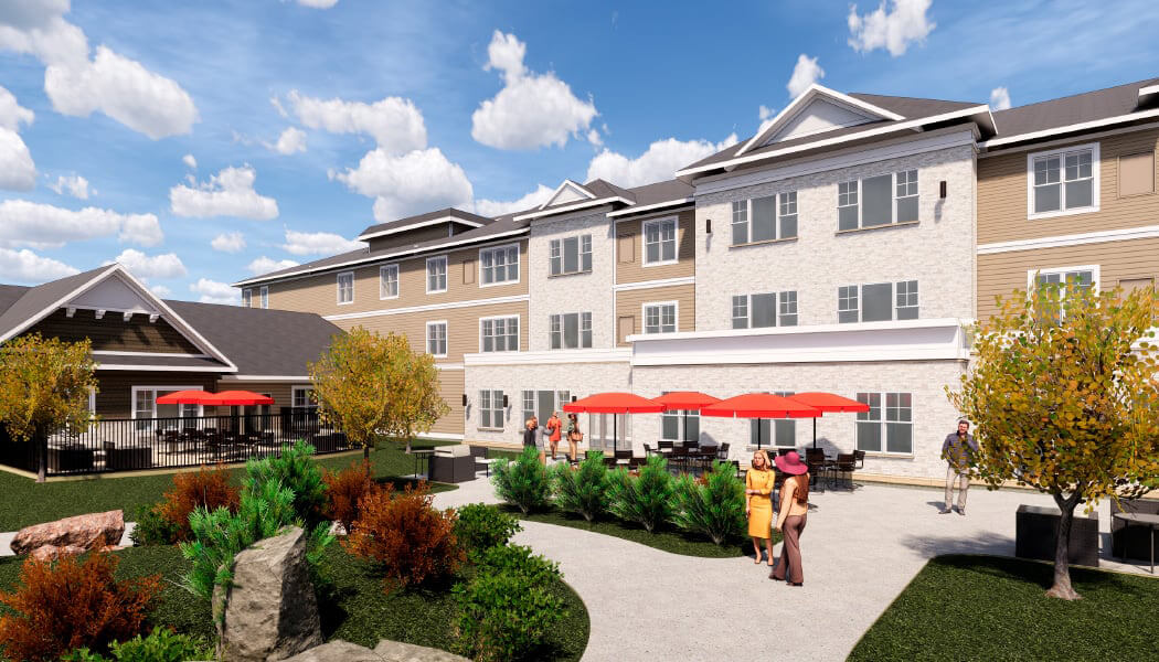 The Waters of Pewaukee Courtyard and Walking Path outside of Restaurant