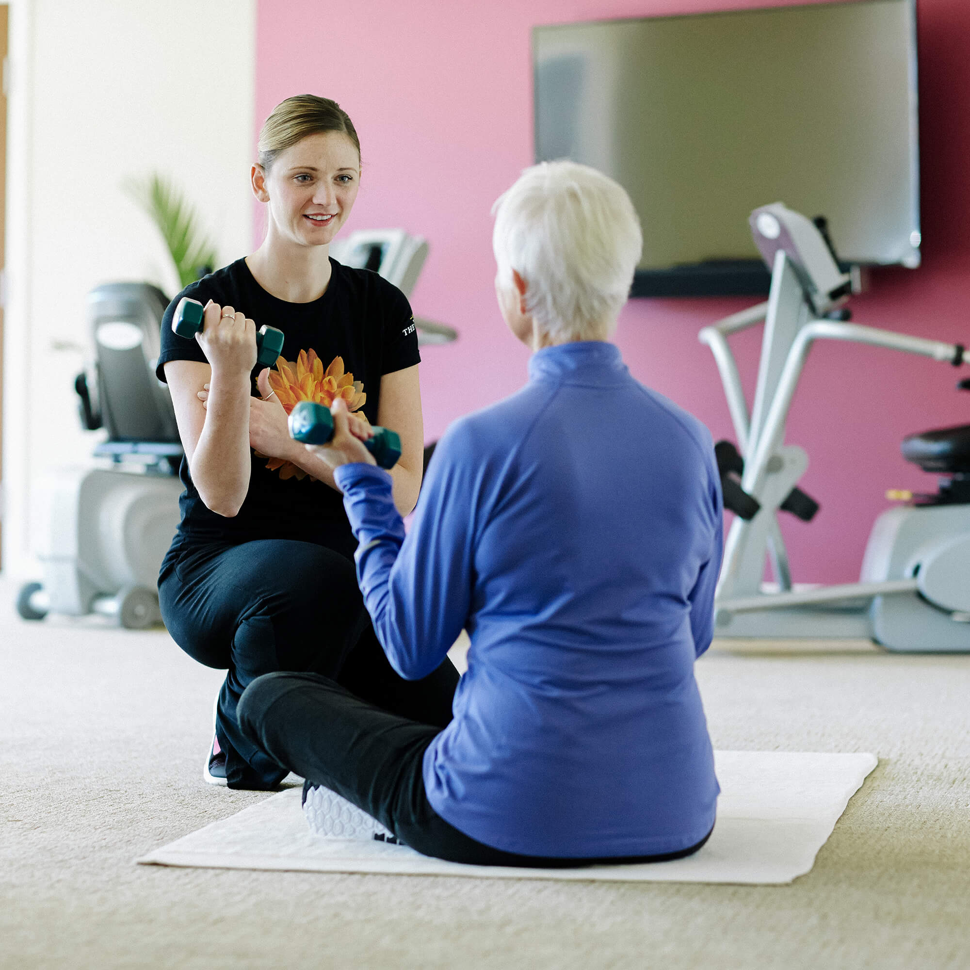 working out in the fitness room