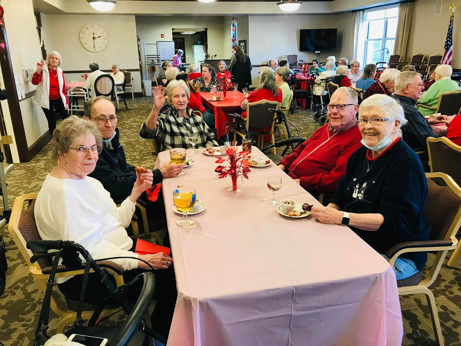 Seniors at The Waters of Eden Prairie during an American-themed celebration.