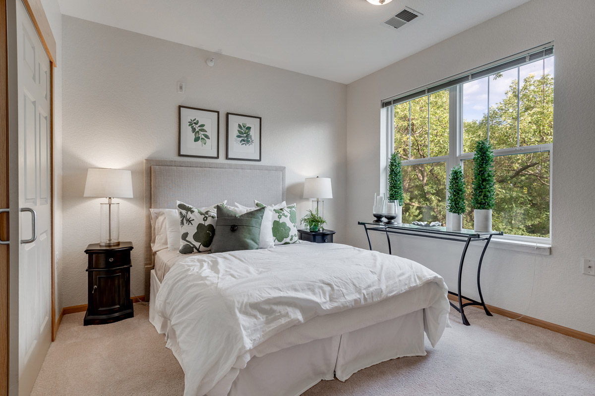 The Waters of Kingsley Shores Senior Living Apartment Bedroom