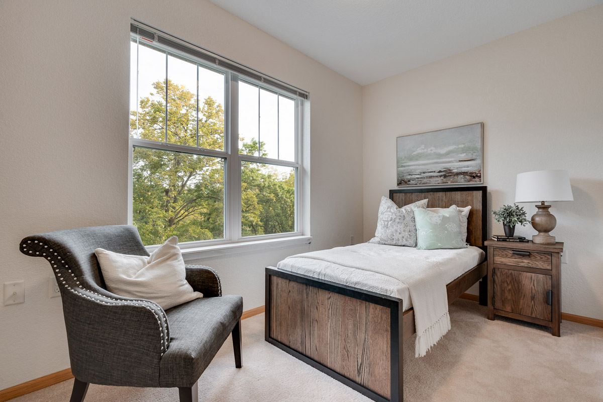 The Waters of Kingsley Shores Senior Living Apartment Bedroom